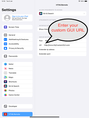 Enter URL GUI